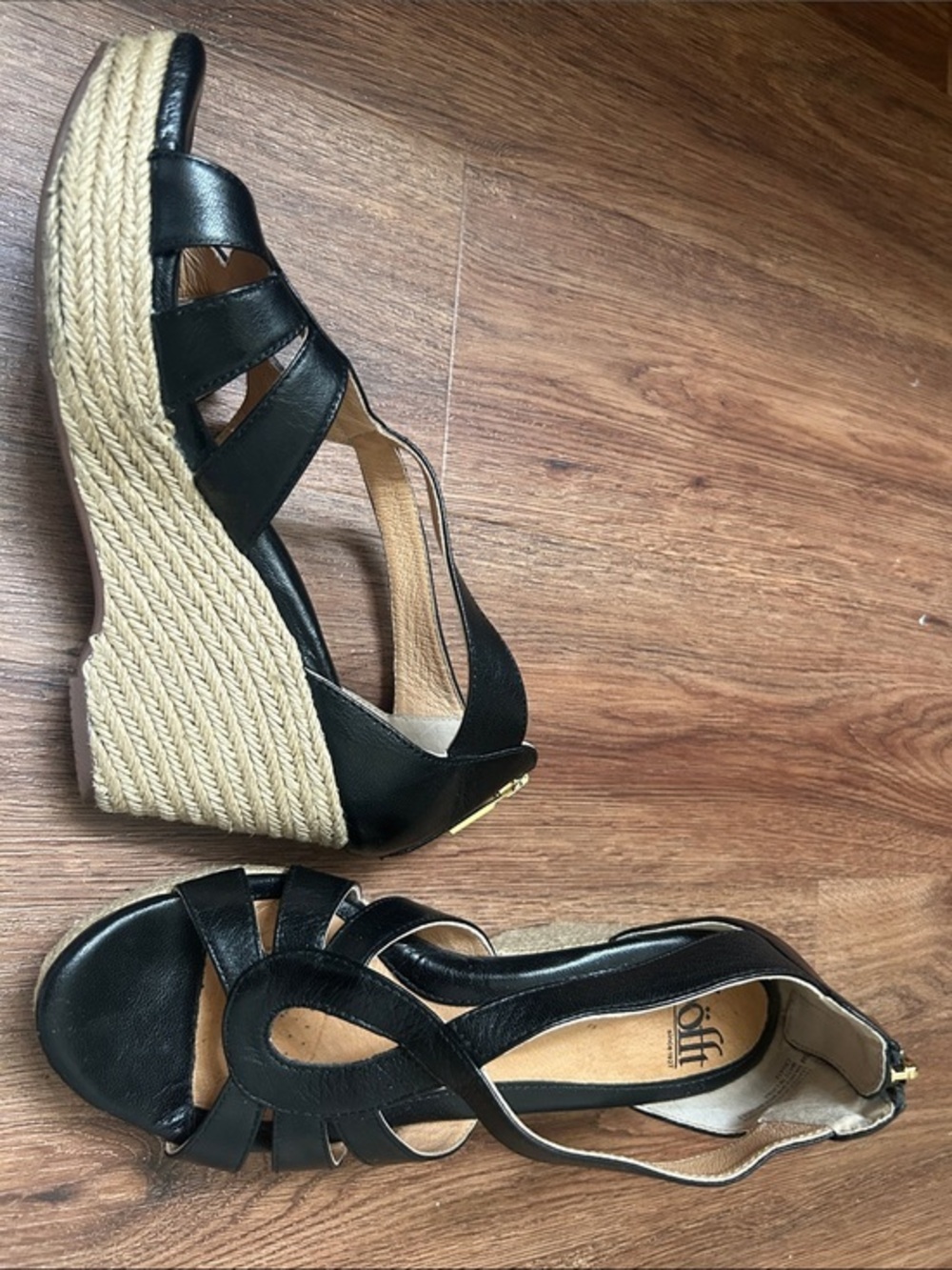 Sofft Black Espadrille Wedge Sandals 7.5 M